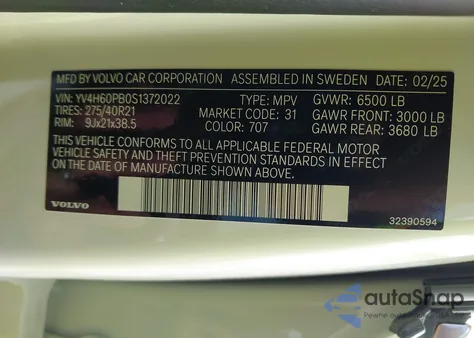 2025 Volvo Xc90 T8 Plus 7-Seater from USA, damaged, VIN YV4H60PB0S1372022